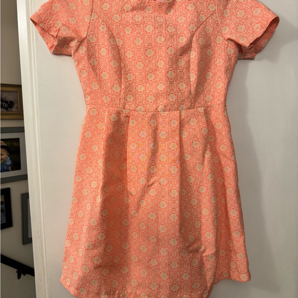 Alice Moon Vibrant Coral and Cream Dress